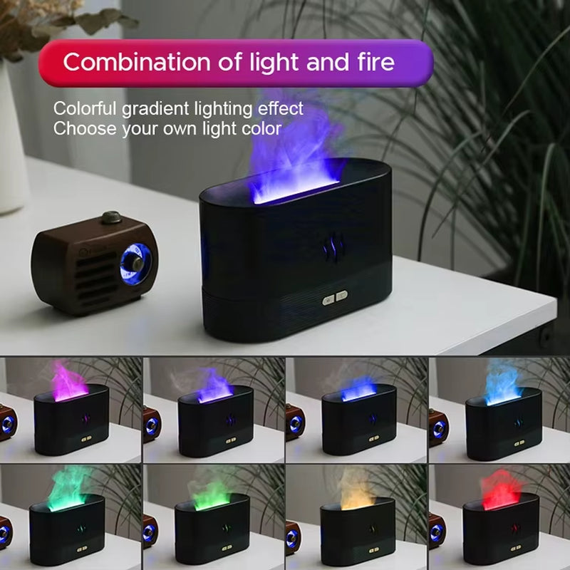 Essential Oil USB Ultrasonic Flame Humidifier Led Colorful Fire Flame Aroma Oil Diffuser