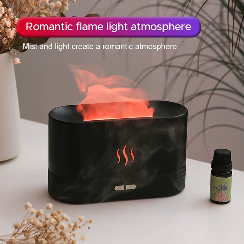 Essential Oil USB Ultrasonic Flame Humidifier Led Colorful Fire Flame Aroma Oil Diffuser