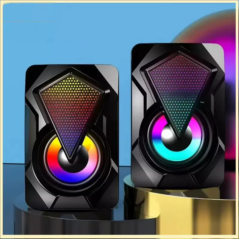 New X2 Computer Speaker, Illuminated Desktop Laptop, Multimedia Mini Wired RGB Speaker
