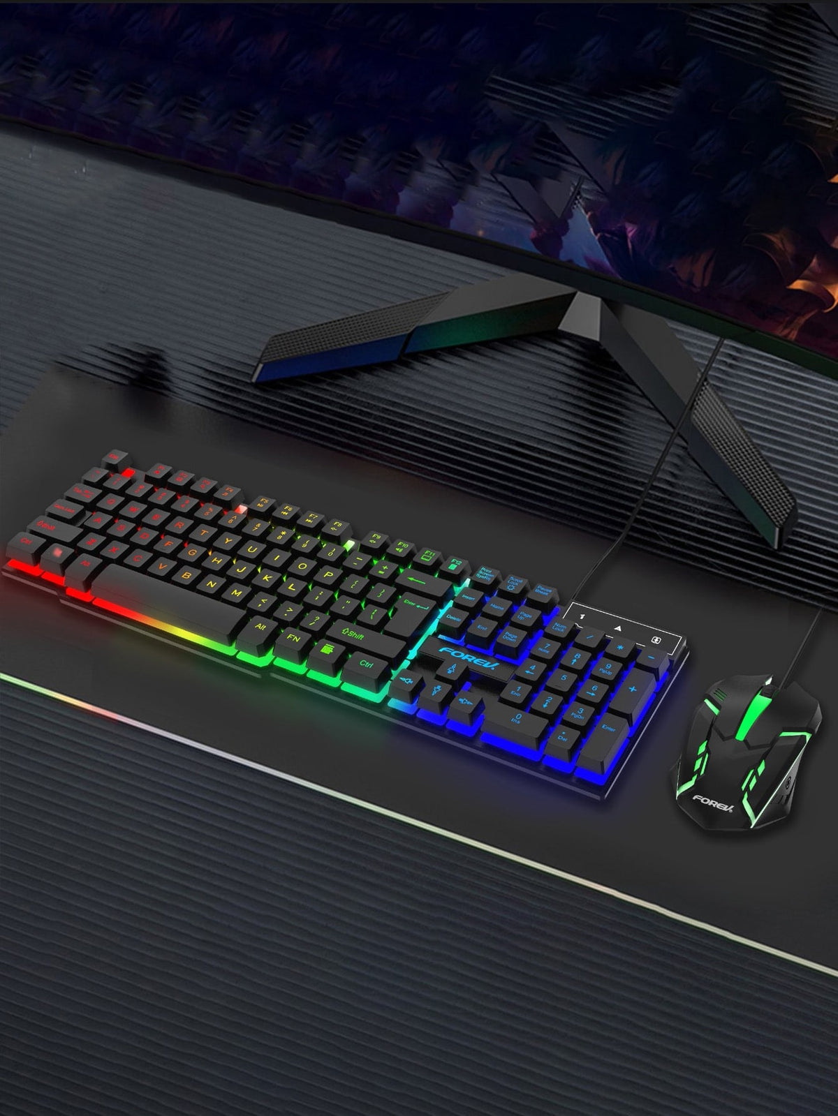 FOREV LED Illuminated Mechanical Keyboard and Mouse Set
